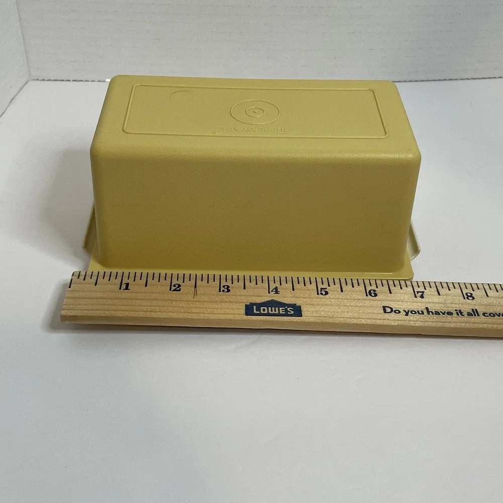 Tupperware 1 Pound Butter Dish Keeper Harvest Gold Top Almond Base Vintage